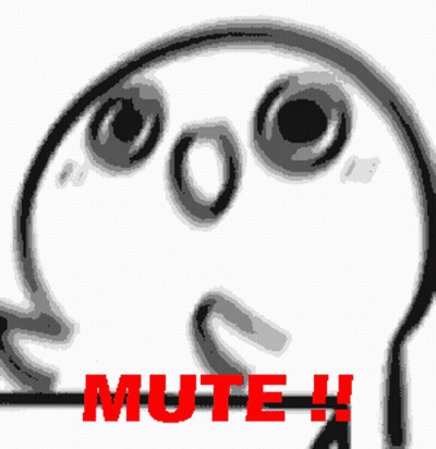 A Black And White Drawing Of A Face With The Word Mute Written In Red GIF