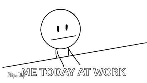 A Black And White Drawing Of A Fence With The Words `` Me Today At Work '' Written On It GIF