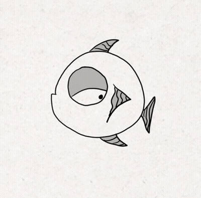 A Black And White Drawing Of A Fish With A Circle In The Middle GIF