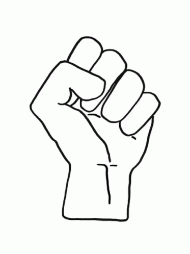 A Black And White Drawing Of A Fist With A Cross On It . GIF