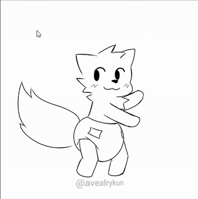 A Black And White Drawing Of A Fox Wearing A Diaper . GIF
