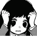 A Black And White Drawing Of A Girl Holding Her Hair . Sticker