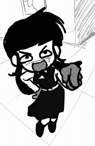 A Black And White Drawing Of A Girl In A School Uniform GIF