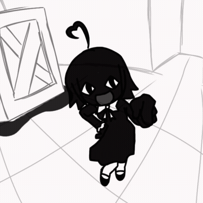 A Black And White Drawing Of A Girl Pointing GIF