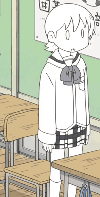 A Black And White Drawing Of A Girl Standing In A Classroom With Chinese Writing On The Wall Behind Her GIF