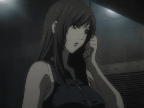 A Black And White Drawing Of A Girl Talking On A Phone GIF