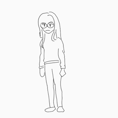 A Black And White Drawing Of A Girl Wearing Glasses . GIF