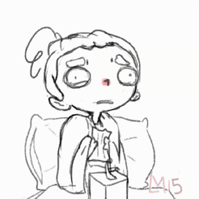 A Black And White Drawing Of A Girl With A Box Of Tissues And The Year 2015 On The Bottom GIF