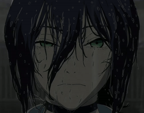 A Black And White Drawing Of A Girl With A Choker On GIF