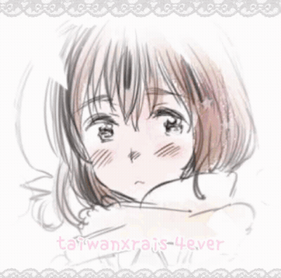A Black And White Drawing Of A Girl With A Flower In Her Hair GIF