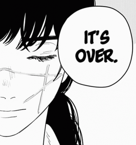 A Black And White Drawing Of A Girl With A Speech Bubble Saying `` It 'S Over '' . GIF