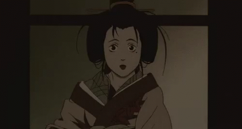 A Black And White Drawing Of A Girl With A Surprised Look On Her Face GIF