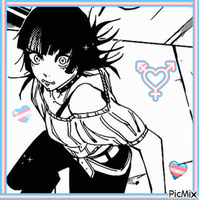 A Black And White Drawing Of A Girl With A Transgender Symbol And A Heart . GIF