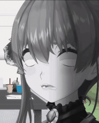 A Black And White Drawing Of A Girl With Closed Eyes GIF