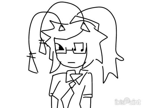 A Black And White Drawing Of A Girl With Glasses GIF