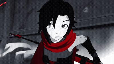 A Black And White Drawing Of A Girl With Red Hair GIF
