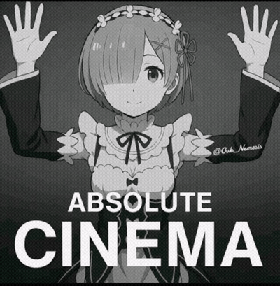 A Black And White Drawing Of A Girl With The Words Absolute Cinema Behind Her GIF