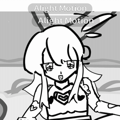 A Black And White Drawing Of A Girl With The Words Alight Motion Alight Motion GIF