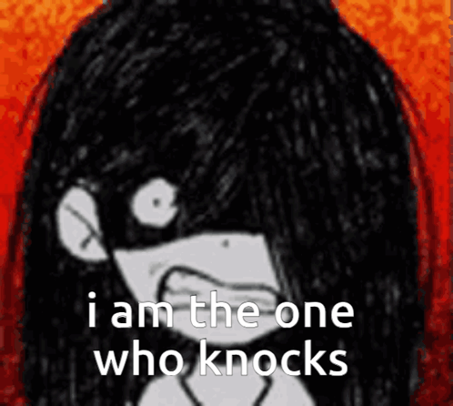 A Black And White Drawing Of A Girl With The Words I Am The One Who Knocks On It . GIF