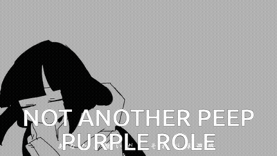 A Black And White Drawing Of A Girl With The Words " Not Another Peep Purple Role " Below It GIF