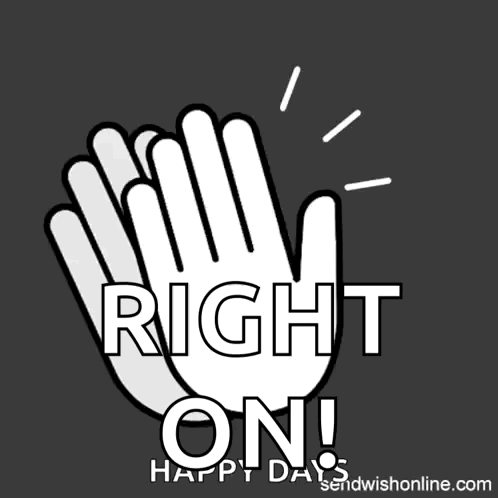 A Black And White Drawing Of A Hand With The Words Right On GIF