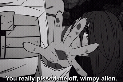 A Black And White Drawing Of A Hand With The Words You Really Pissed Me Off Wimpy Alien Below It GIF