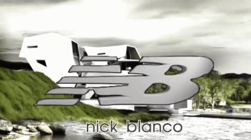 A Black And White Drawing Of A House And The Words Nick Blanco GIF