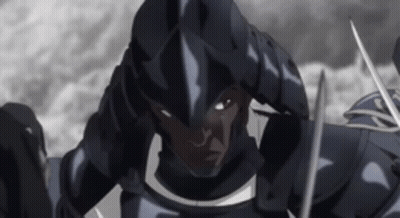A Black And White Drawing Of A Knight With A Sword In His Hand . GIF
