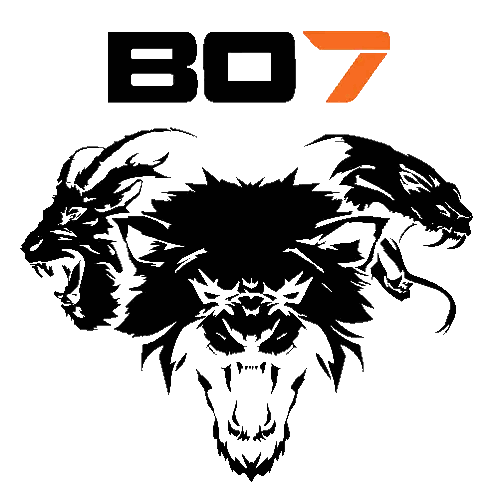 A Black And White Drawing Of A Lion A Wolf And A Goat With The Letters Bo7 Above Them Sticker