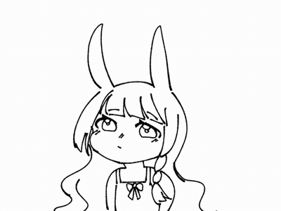 A Black And White Drawing Of A Little Girl With Bunny Ears GIF