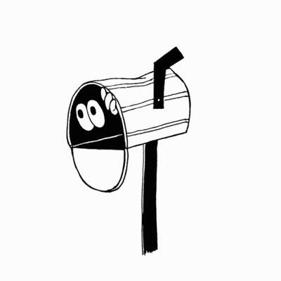 A Black And White Drawing Of A Mailbox With A Smiley Face On It GIF