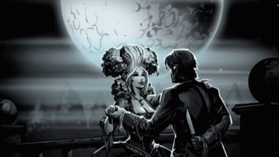 A Black And White Drawing Of A Man And A Woman GIF