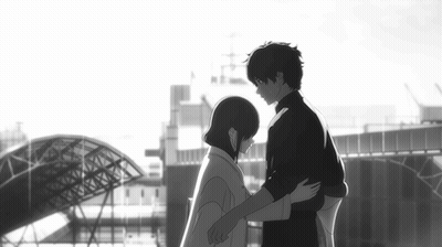 A Black And White Drawing Of A Man And Woman Hugging Each Other GIF