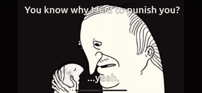 A Black And White Drawing Of A Man Asking " You Know Why I Had To Punish You Yeah " GIF