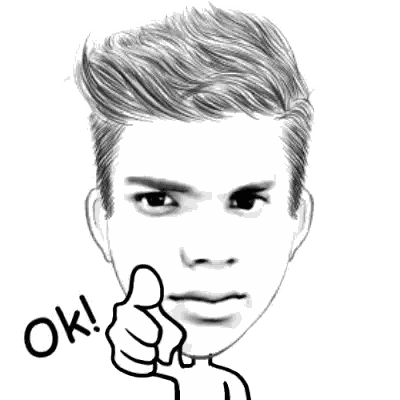 A Black And White Drawing Of A Man Giving A Thumbs Up With The Word Ok Below Him Sticker