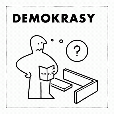 A Black And White Drawing Of A Man Holding A Book That Says Freedom GIF