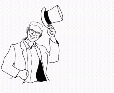 A Black And White Drawing Of A Man Holding A Top Hat With The Words I Will Stop Drinking GIF