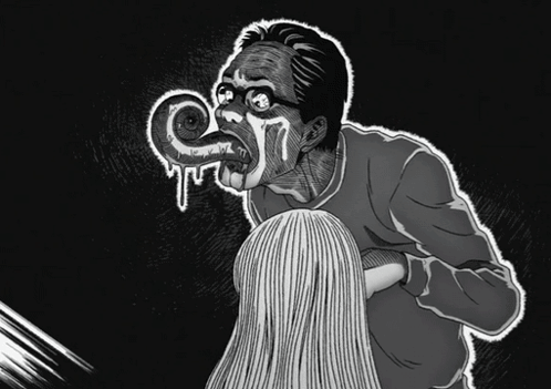 A Black And White Drawing Of A Man Holding A Woman GIF