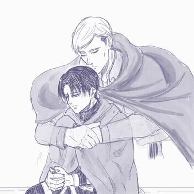 A Black And White Drawing Of A Man Holding Another Man GIF