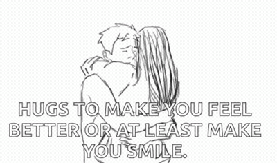 A Black And White Drawing Of A Man Hugging A Woman . GIF