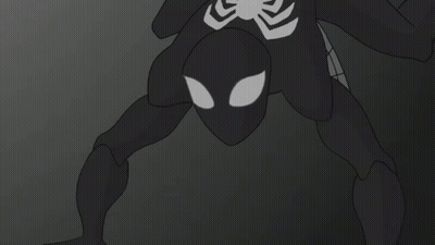A Black And White Drawing Of A Man In A Spiderman Suit GIF