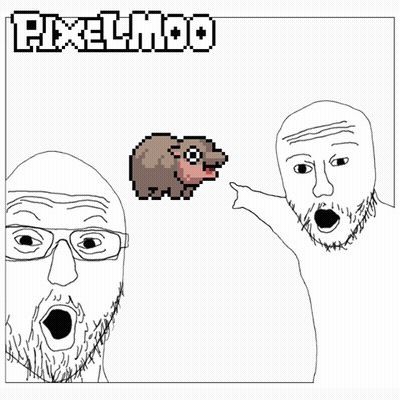 A Black And White Drawing Of A Man Pointing At A Pixelated Sheep With Pixelado Written On The Top GIF
