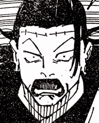 A Black And White Drawing Of A Man 'S Face With A Beard And A Cross On His Forehead . GIF