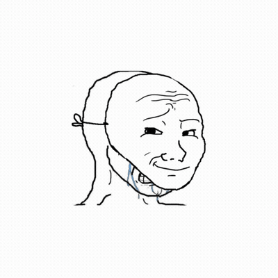 A Black And White Drawing Of A Man 'S Face With A Sad Look On His Face . GIF