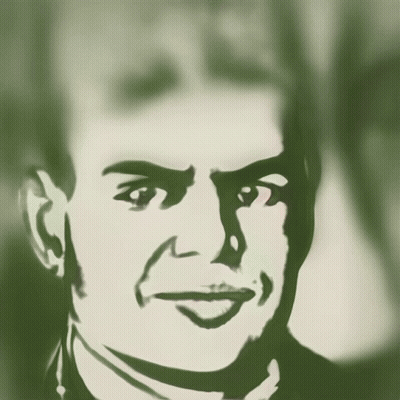 A Black And White Drawing Of A Man 'S Face With A Serious Look On His Face GIF