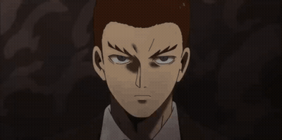 A Black And White Drawing Of A Man 'S Face With Big Eyes GIF
