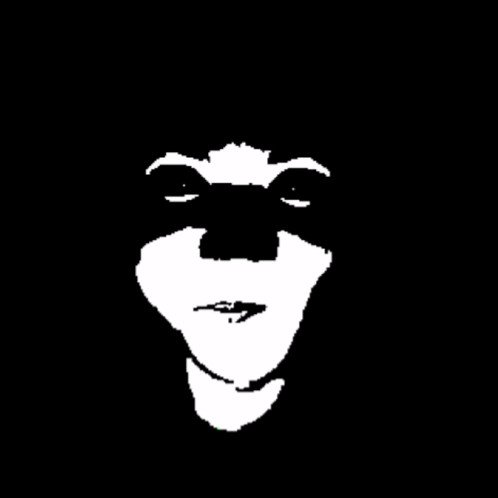 A Black And White Drawing Of A Man 'S Face With His Mouth Open GIF