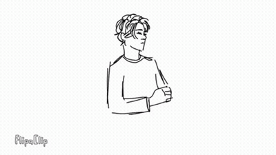 A Black And White Drawing Of A Man Standing With His Hands Folded . GIF