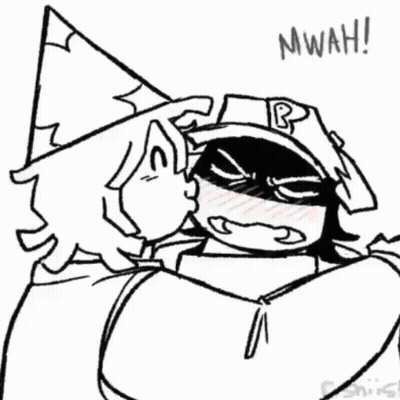 A Black And White Drawing Of A Man Wearing A Party Hat . GIF