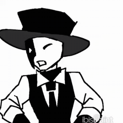 A Black And White Drawing Of A Man Wearing A Top Hat GIF